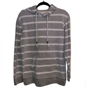 Beach Hoodie Sweater Southern Spirit  Size Medium Coastal Grey White Stripes